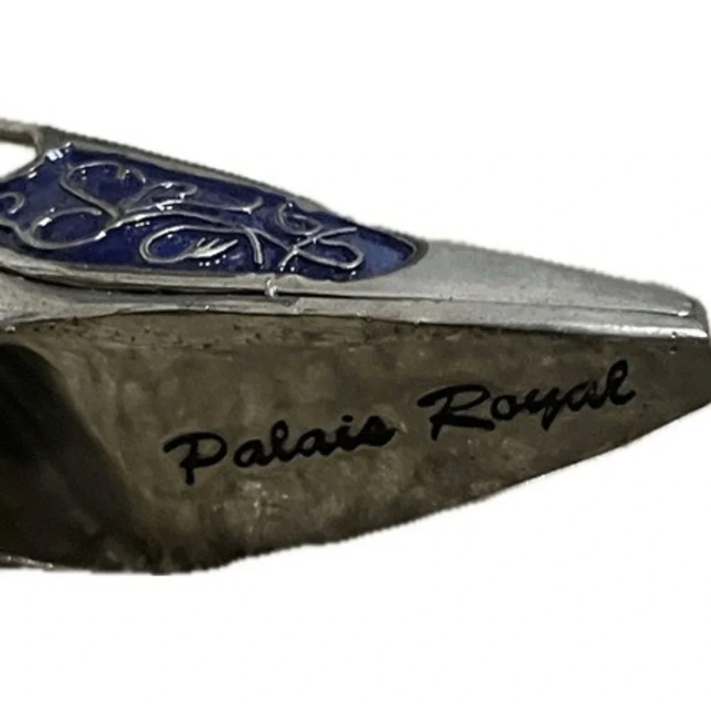 Palais Royal Swarovski Crystal Blue Enamel Silver‎ Wedge Shoe Ornament Fashion
